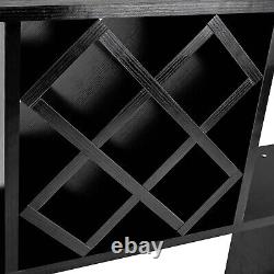 Wall-mounted Wine Bottle Glass Cups Organizer Black Wine Rack Storage Shelf