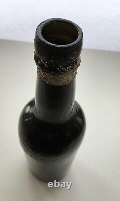 Western Gold Rush Pontiled 1850's WBJ Aspinwall Black Glass Antique Bottle