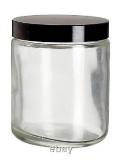 Wheaton 216627 Clear Glass Round 8oz Safety Coated Jar, with 70-400 Black Phe