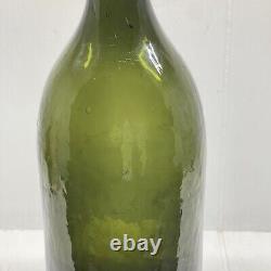 Whittled Dark Olive Green Black Glass Carlsbad LS Mineral Water Bottle