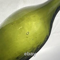 Whittled Dark Olive Green Black Glass Carlsbad LS Mineral Water Bottle