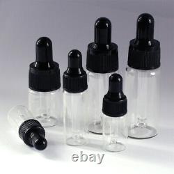 Wholesale 3-20ML clear glass dropper bottle with black cap essential oil Bottles