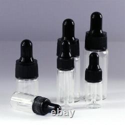 Wholesale 3-20ML clear glass dropper bottle with black cap essential oil Bottles