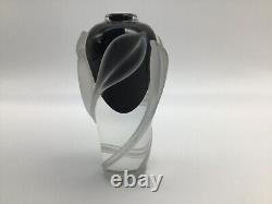 William Glasner Perfume Bottle Blown Glass Black Clear & Frosted Signed & Dated