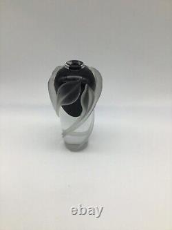 William Glasner Perfume Bottle Blown Glass Black Clear & Frosted Signed & Dated