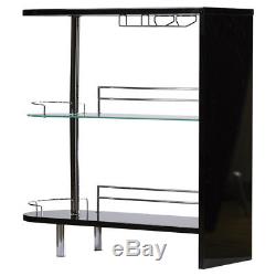 Wine Bar Cabinet Black Storage Rack Table Glass Bottle Holder Home Pub Furniture