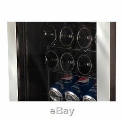 Wine Beverage Fridge 28 Bottle Glass Door Refrigerator Drinks Beer Cooler Cellar