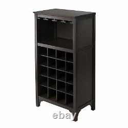 Wine Cabinet With Glass Rack Bottle Holder Wooden Storage Bar Stand Liquor Wood