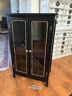 Wine Cabinet Wood Black Glass Doors Holds 12 Bottles With Shelf /Pull Out Drawer