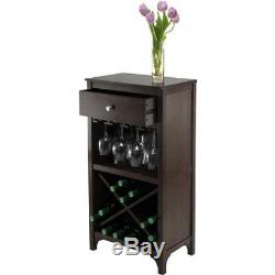 Wine Cabinet Wood Rack 24 Bottle Glass Holder Liquor Storage Home Kitchen Bar
