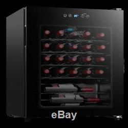 Wine Cooler 24-Bottle Chiller Refrigerator LED Display Touch Control Black Glass