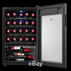 Wine Cooler 24-Bottle Chiller Refrigerator LED Display Touch Control Black Glass