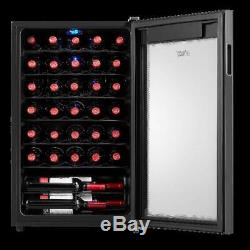 Wine Cooler 34-Bottle Chiller Refrigerator LED Display Touch Control Black Glass