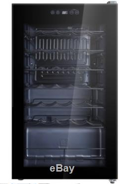 Wine Cooler 34-Bottles Black Storage Cold Glass Door Fridge Adjustable Shelves