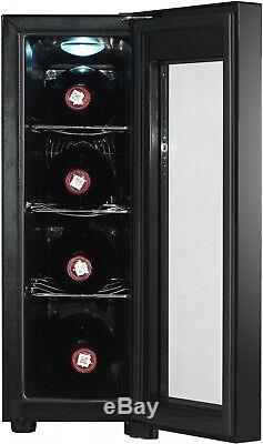 Wine Cooler 4-Bottle Glass Door LED Adjustable Temperature Control