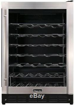 Wine Cooler 50 Bottle Spacious Stainless Steel Door Frame Tempered Smoked Glass