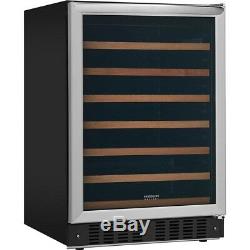 Wine Cooler Built-In 52 Bottle Holds Up Bright LED 2-in-1 Shelf Can Glass Door