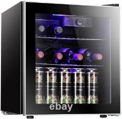 Wine Cooler/Cabinet, Small Beverage Refrigerator, 17 Bottles, Beer Bar Fridge, Black