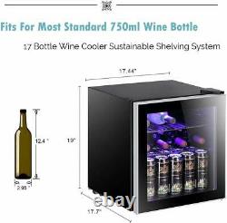 Wine Cooler/Cabinet, Small Beverage Refrigerator, 17 Bottles, Beer Bar Fridge, Black