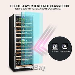 Wine Cooler Refrigerator 138 Bottle Freestanding Glass Door Dual Zone LANBO