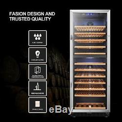 Wine Cooler Refrigerator 138 Bottle Freestanding Glass Door Dual Zone LANBO
