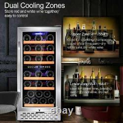 Wine Fridge 32Bottles Dual Zone Freestanding Wine Cooler Built in Refrigerator