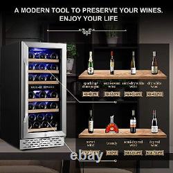 Wine Fridge, 32 Bottle Dual Zone Freestanding Wine Cooler Built-in Refrigerator