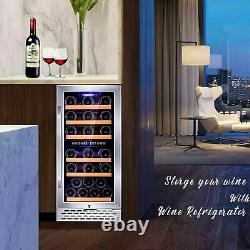 Wine Fridge 32 Bottle Dual Zone Freestanding Wine Cooler Built in Refrigerator