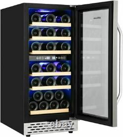 Wine Fridge Cellar, Dual Zone 32Bottle Refrigerator Freestanding/Built in Cooler