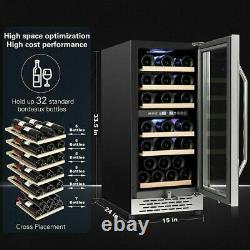 Wine Fridge, Cellar Dual Zone 32Bottle Refrigerator Freestanding Built-in Cooler