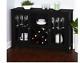 Wine Glass Buffet 10 To 12 Bottles Enclosed And Open Storage Red Black