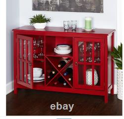 Wine Glass Buffet 10 To 12 Bottles Enclosed And Open Storage Red Black