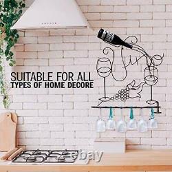 Wine Glass Rack Wall Mounted Art Bottle And Glass Holder Black Home Kitchen W