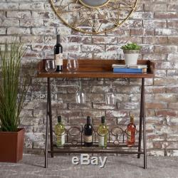 Wine Rack Storage Cabinet Wooden Display Home Bar Glass Holder Iron 6 Bottles