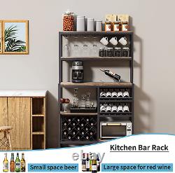Wine Rack Table, 39.4 Inch Freestanding Floor Liquor Bar Table Cabinet with Glass