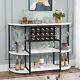 Wine Rack Table Freestanding Bar Cabinet For Liquor And Glasses For Home Kitchen