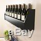 Wine Rack Wall Mount Wood Black Glass Floating Bar Shelf Bottle Holder Storage