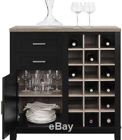 Wine Storage Cabinet 18 Bottle Glass Holder Beverage Rack Bar Table Kitchen New