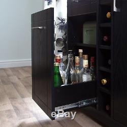 Wine Storage Cabinet Wood Kitchen Display Buffet Bar Liquor Bottle Glass Black