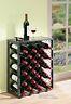 Wine Storage Rack Floor Display Cabinet Glass Metal Bar Tabletop Stand 32 Bottle