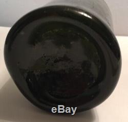 Wonderful diminutive hand-blown black glass CHESTNUT 9 FLASK BOTTLE 1740 1770
