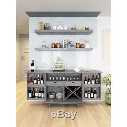 Wood Bar Cabinet Liquor Bottle Glass Wine Storage Buffet Home Pub Elegant Server