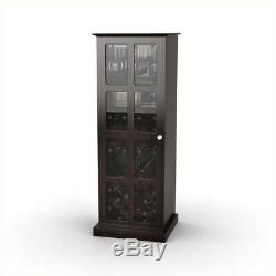 Wooden Espresso Wine Cabinet, Bar Bottle Glass Liquor Holder With Rack & Display