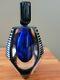 Wow Le Correia Art Deco Black Silver Blue Iridescent Glass Perfume Bottle